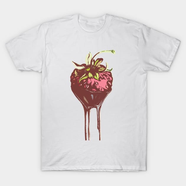 Strawberry in chocolate T-Shirt by artisjourney